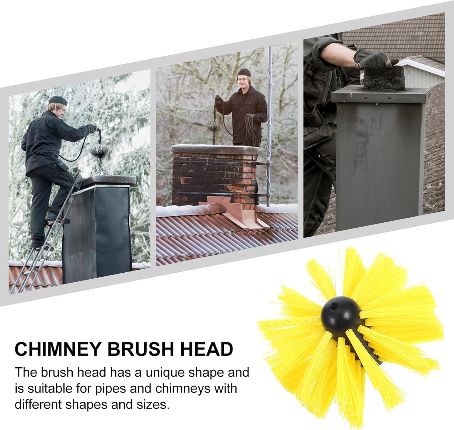 Generic Chimney Brush Head Fireplace Cleaning Tool Replacement for Dryer Vent and Air Conditioner Cleaner, Yellow M7 Brush Head for Outdoor Chimney and Duct Maintenance