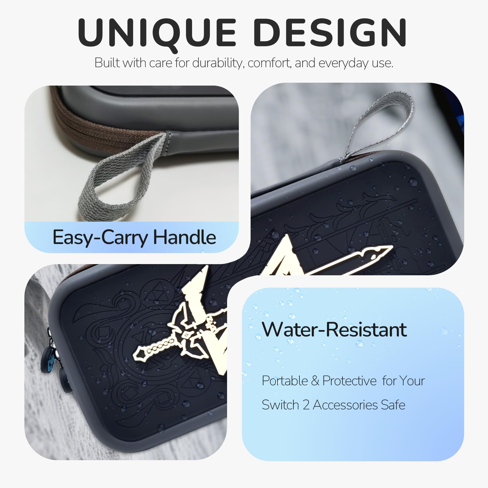 Custodia Switch 2, Borsa de Protettiva per Switch 2 (2025), con Tasche a Rete e Cerniera a Tema, per 10 Schede di Gioco e Accessori, Grigio