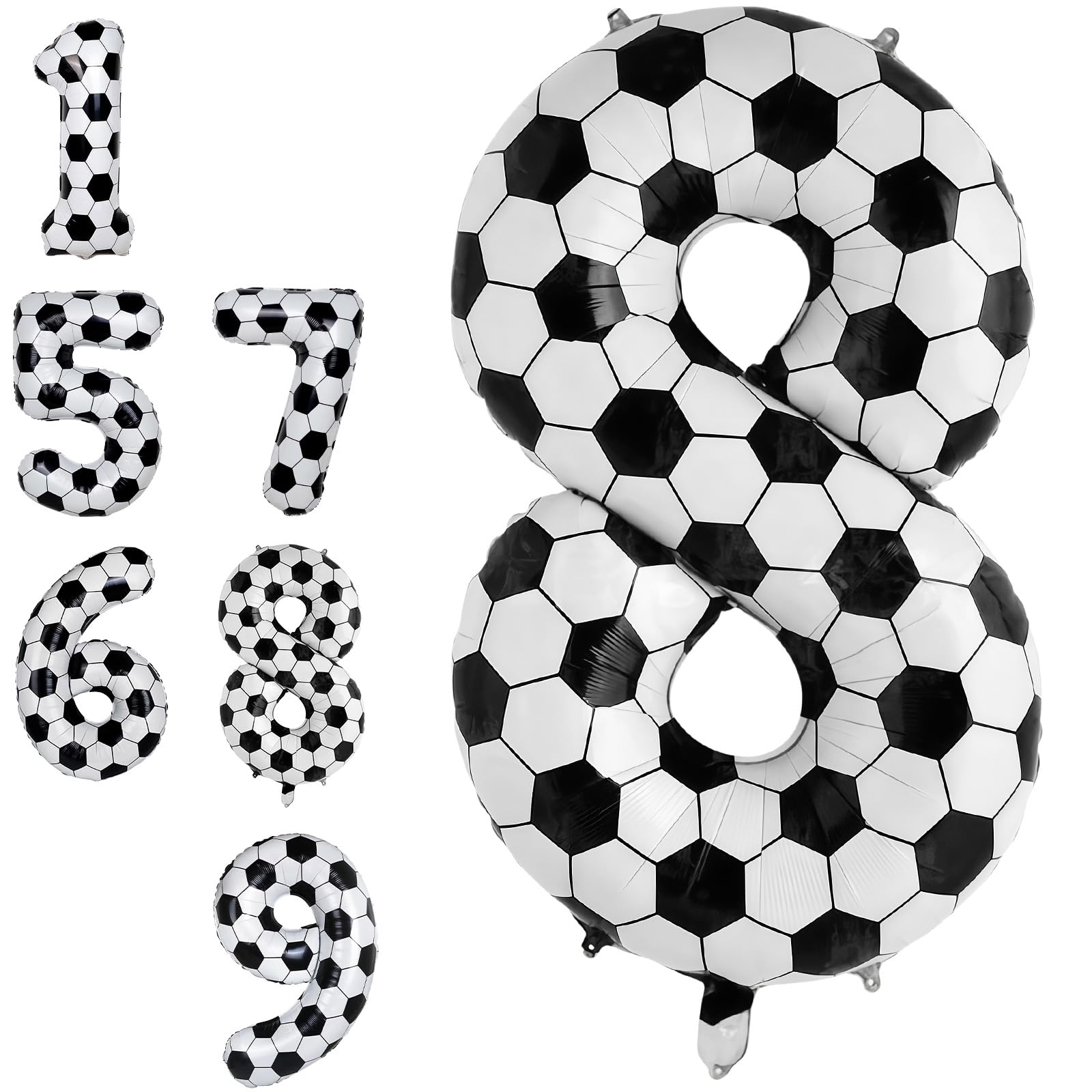 Football 8 Balloon Number, 40 Inch Football Number 8 Foil Balloon for Kid 8th Birthday Party Decor, Self Inflating White 8 Balloons for Boys Sport Theme Celebration Word Cup Anniversary Decorations