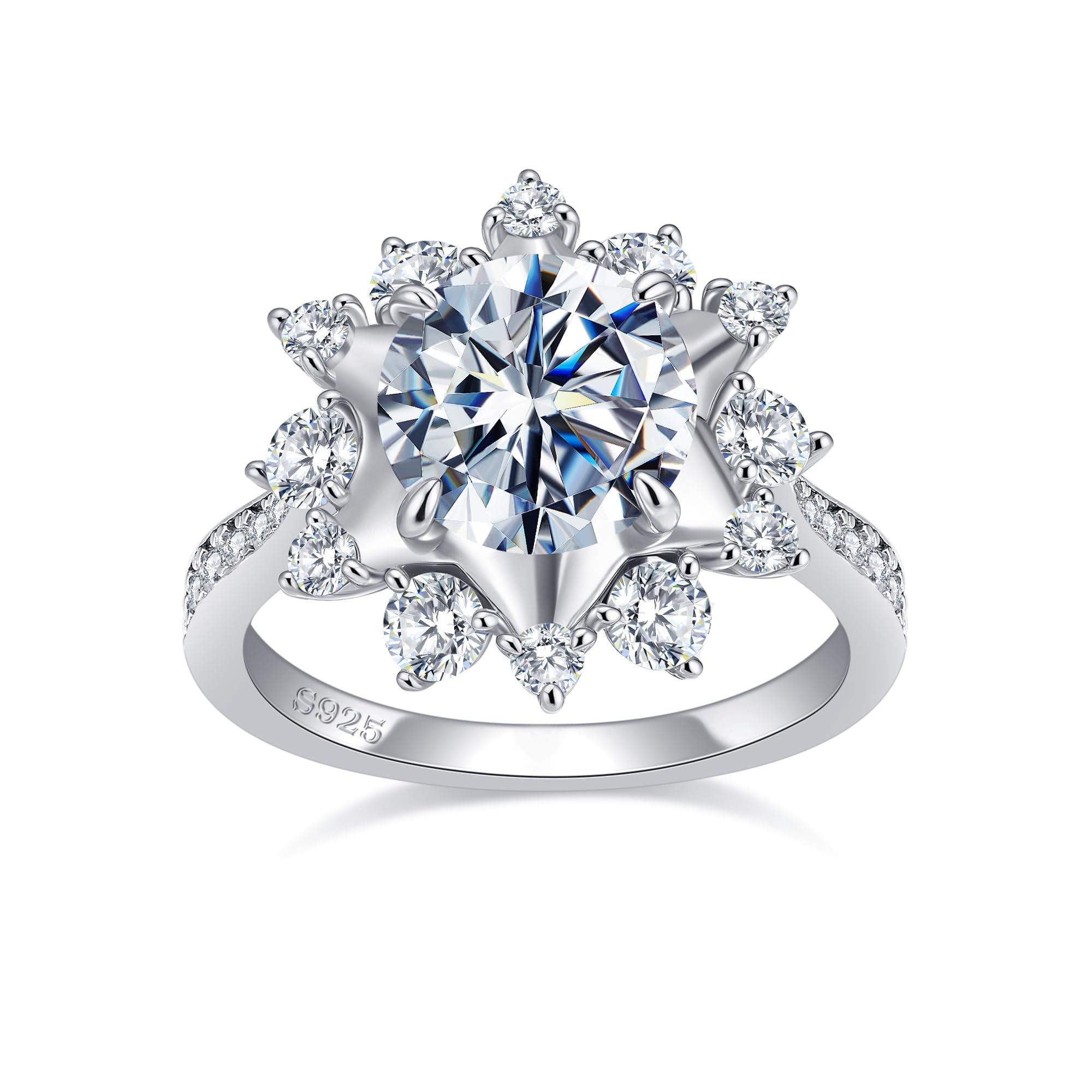 BAGUTTA PAVONE 0.5/1/1.5/2/3CT Round/Flower/Round & marquise Cut Moissanite Engagement Rings for Women, D Color VVS1 Moissanite Promise Ring 18K