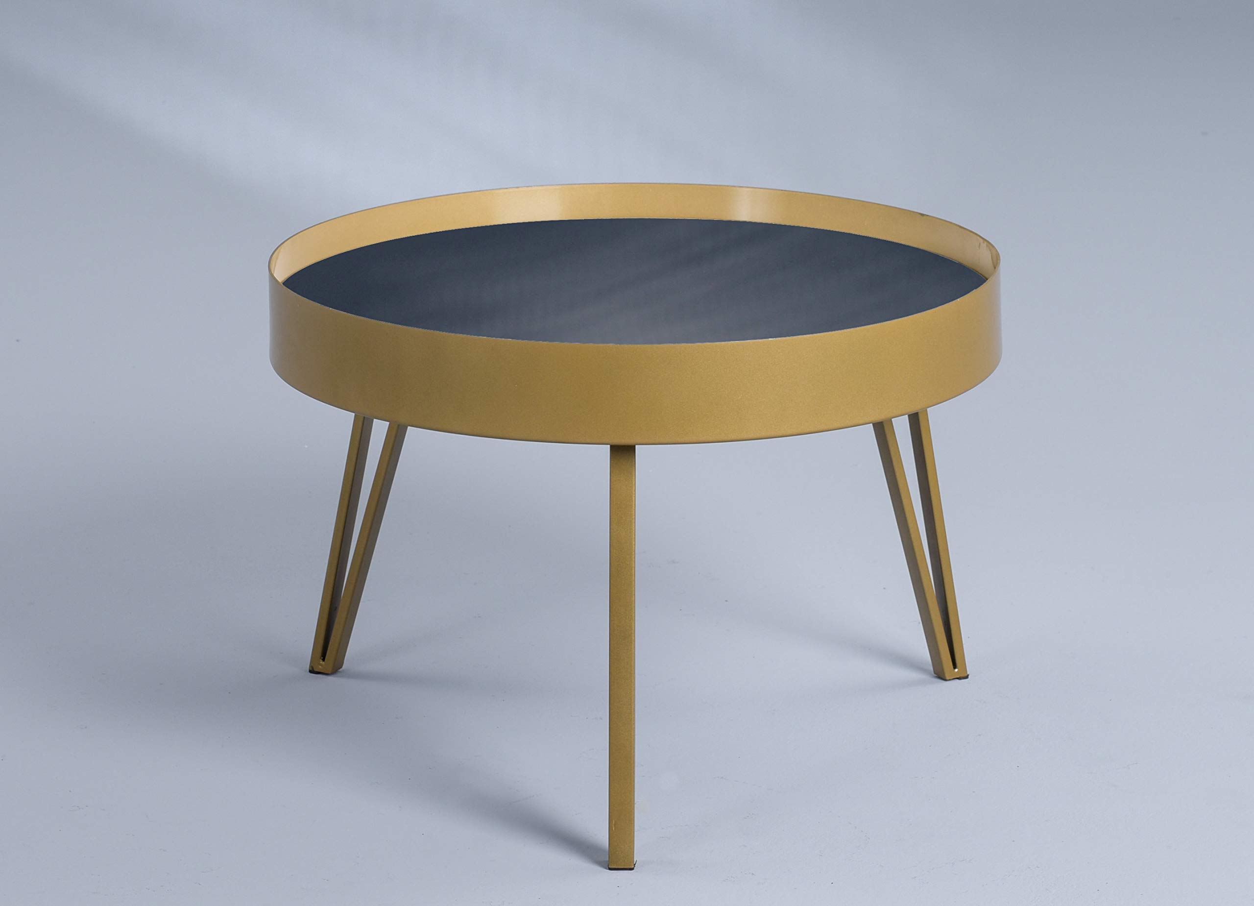 M2 Kollektion Tom 2 - Tavolino da salotto, in metallo, nero, oro, diametro = 60, altezza = 41 cm