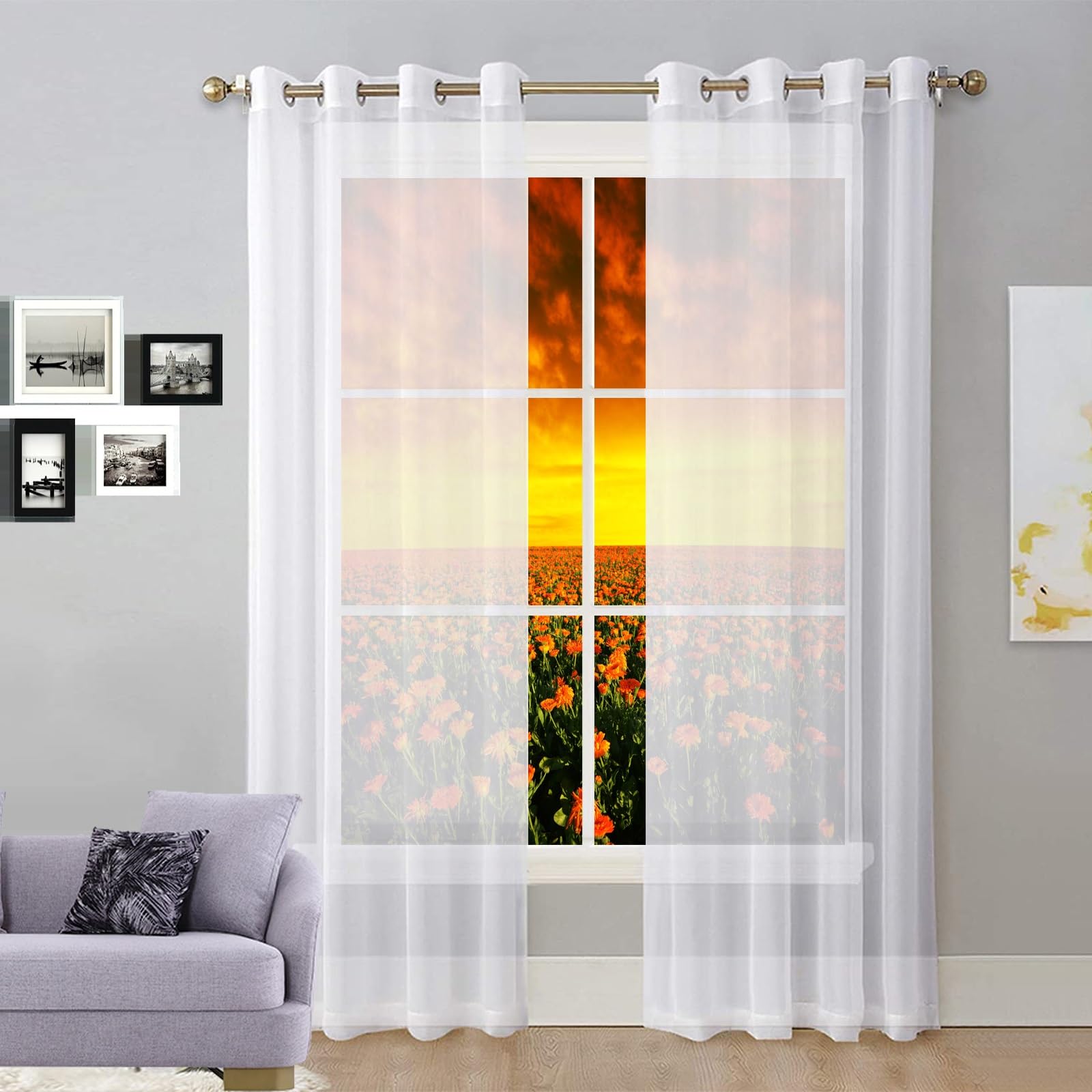 Cortinas térmicas traslúcidas aislantes: visillos cortos blancos para proteger del frío y calor
