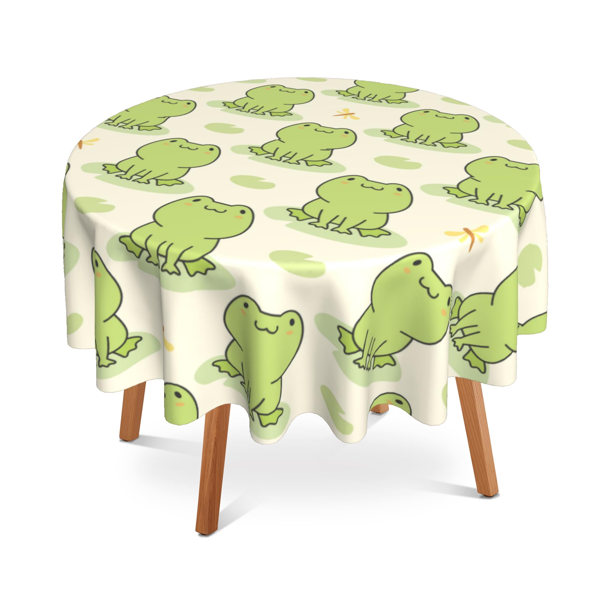 UIUPRO Cute Frog 60 Inch Round Tablecloth,Animal Table Cloth Waterproof Stain and Wrinkle Resistant Circle Table Cover for Kitchen Dining Picnic
