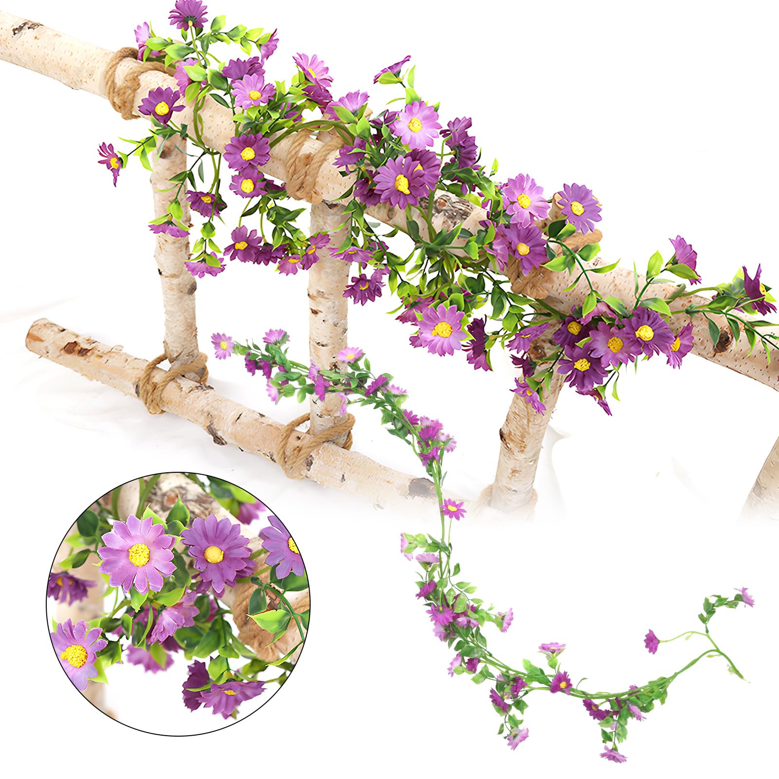 Guirlande Tournesol Artificielle - 4 Pièces De 2,5 M, 11 Fleurs Chacune - Pour Décoration Intérieur/extérieur, Mariage - 10