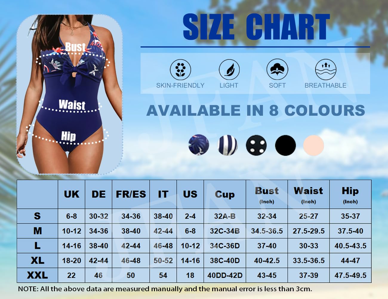 JFAN Costume Intero Donna con Scollo a V e Fiocco Costume Donna Curvy Push Up Costume da Bagno Elegante