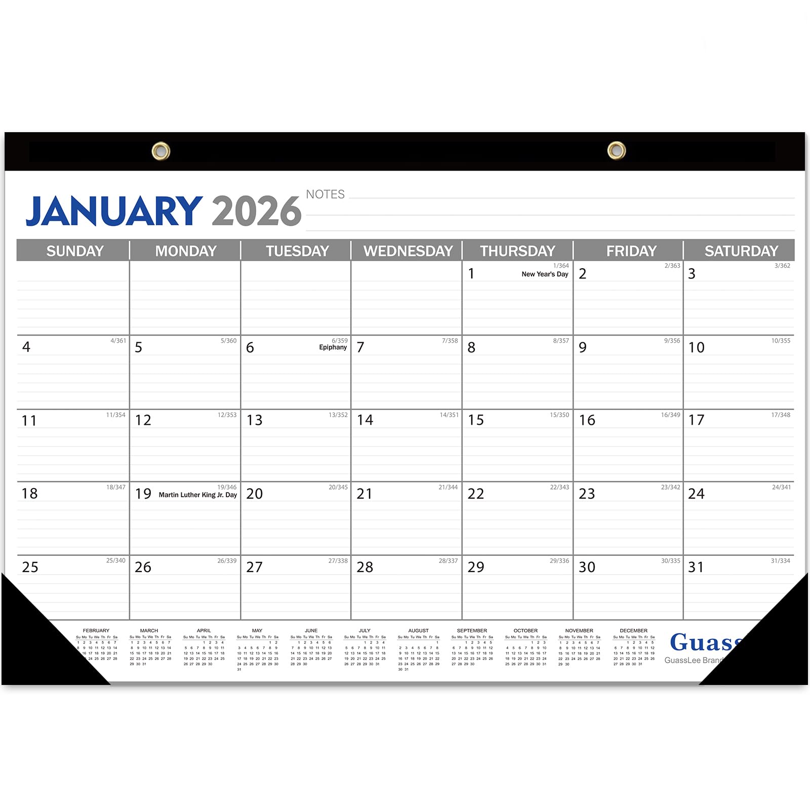 GuassLee Desk Calendar 2026-2027 - 18 Monthly Desktop Calendar 17" x 11.5" Runs from January. 2026-June. 2027 with Julian Dates for Students Family