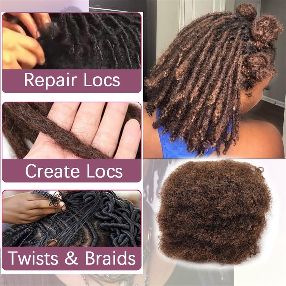 Splatanie włosów Afro Kinkys Bulk Human Hair #4 Brązowe pasma włosów do mini skrętów, warkoczyków, przedłużeń Loc i szydełkowania Kobieta(6inches)