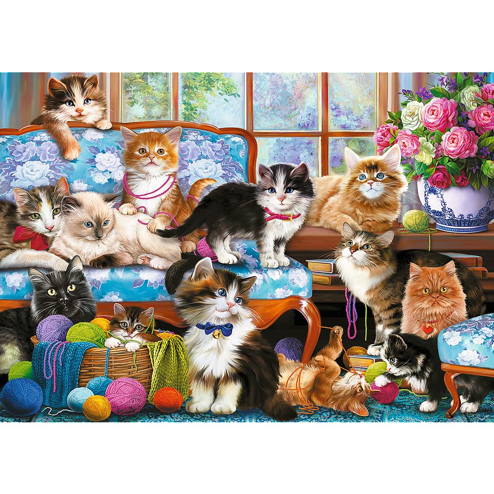 Puzzle Trefl 500 Pièces – Chat Mignon Sur Fond Fleuri – Adulte Et Enfant Dès 10 Ans