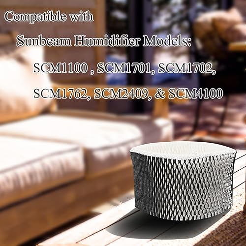 Miniatura 4 de PERTF Paquete de 2 filtros humidificadores HWF62 de repuesto para filtro Holmes A, HWF62, HWF62S, humidificadores de niebla fría Sunbeam SCM1100,