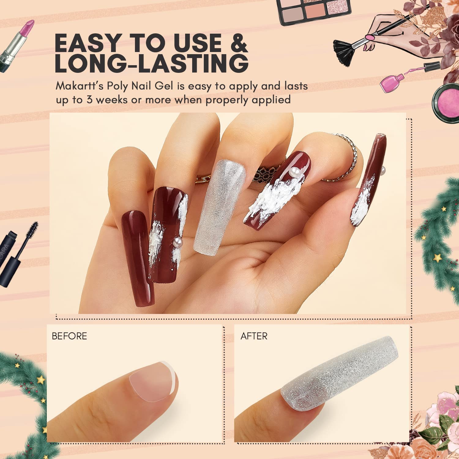 Slip Solution with Nude Snatch’d Poly Nail Gel Kit Bundle, 3 in 1 Formula Nail Cleanser Nail Polish Remover Slip Solution, Gel Extension Nail Kit Glitter Manicure Set Nail Extension Kit