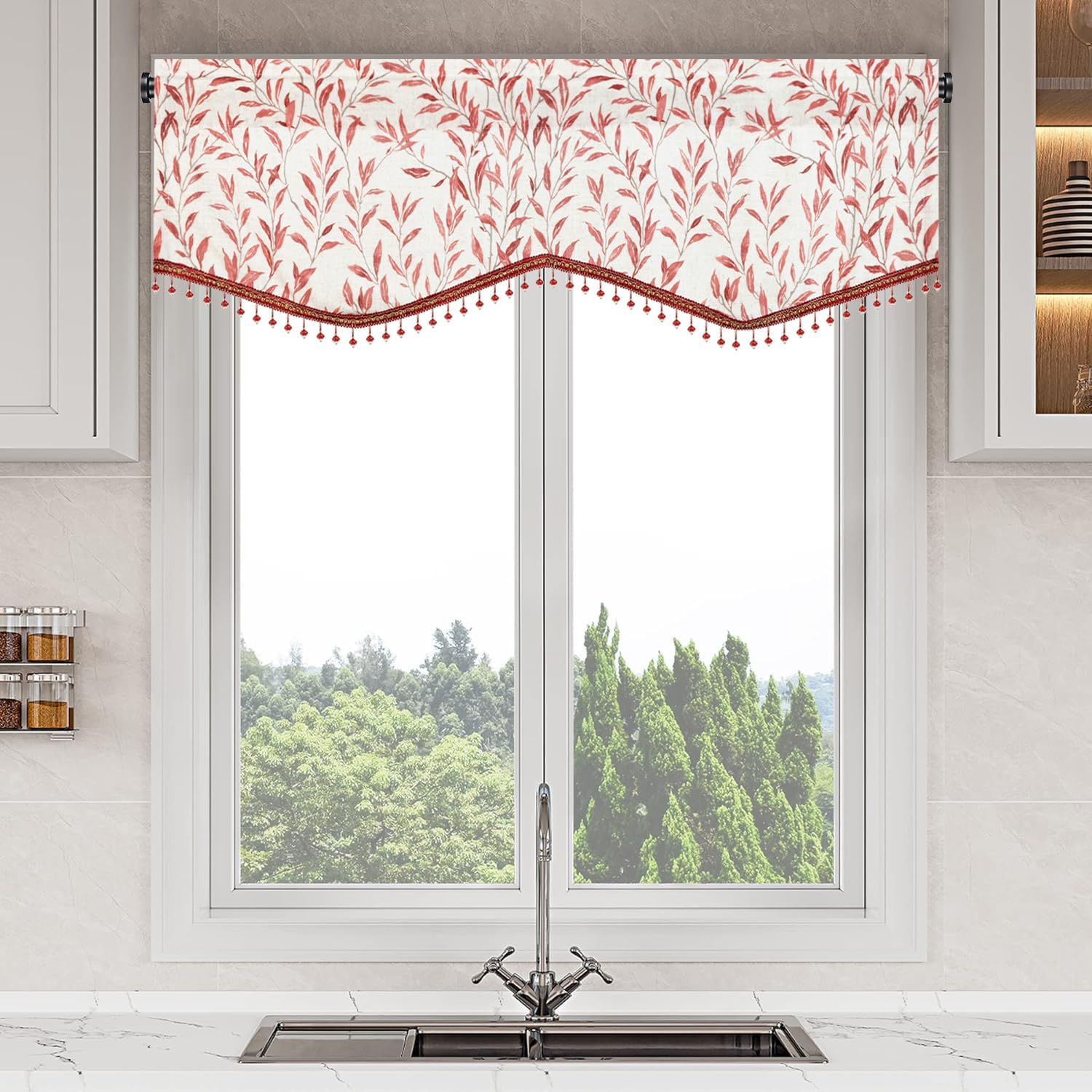 VOGOL Scalloped Valances for Kitchen Windows, Light