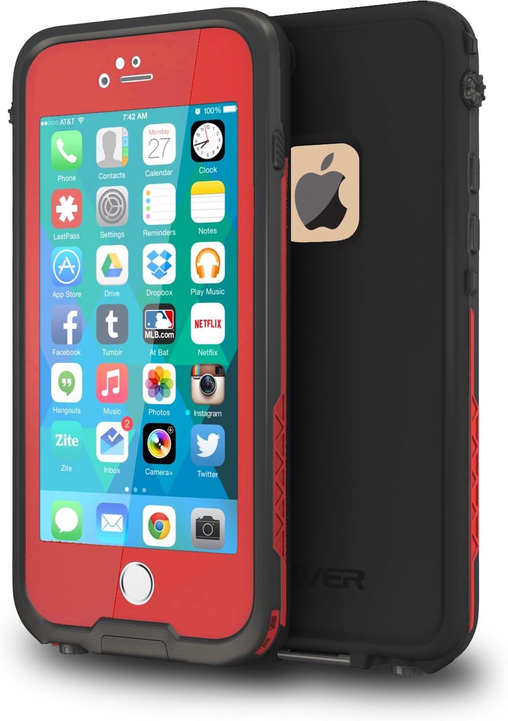 CellEver Compatible with iPhone 6 / 6s Case Waterproof Shockproof IP68 Certified SandProof Snowproof Full Body Protective Cover Designed for iPhone 6 and iPhone 6s (4.7") - Red/Black