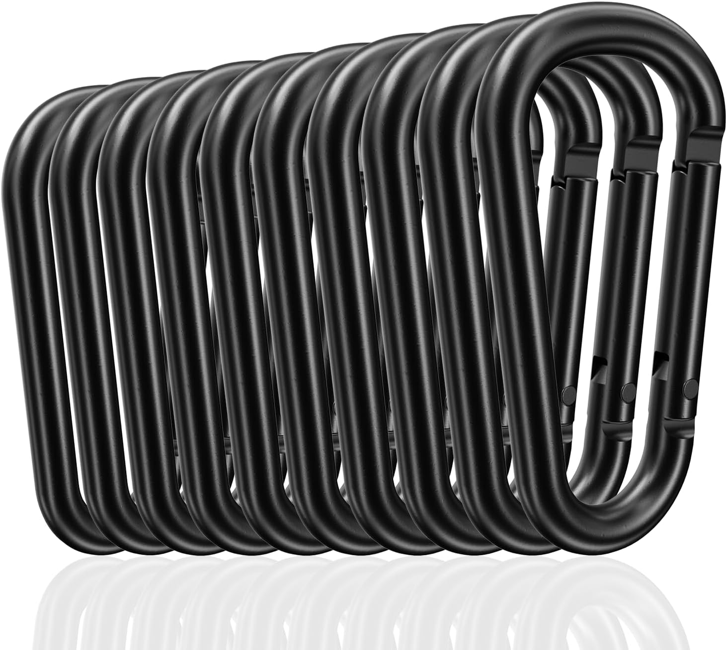 Aluminum Carabiner Clips - Set of 10,2.36in,Black Carabiner Clip,Key Clip,Corrosion,esistant,Lightweight,Carabiner for Keys,Hanging Outdoor Sports, Hiking,Camping