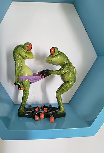 Miniatura 33 de VVGIFTS Figuras de rana decorativa divertida y bonita para manualidades, estatua de rana de resina para el hogar, oficina, escritorio, mesa, baño