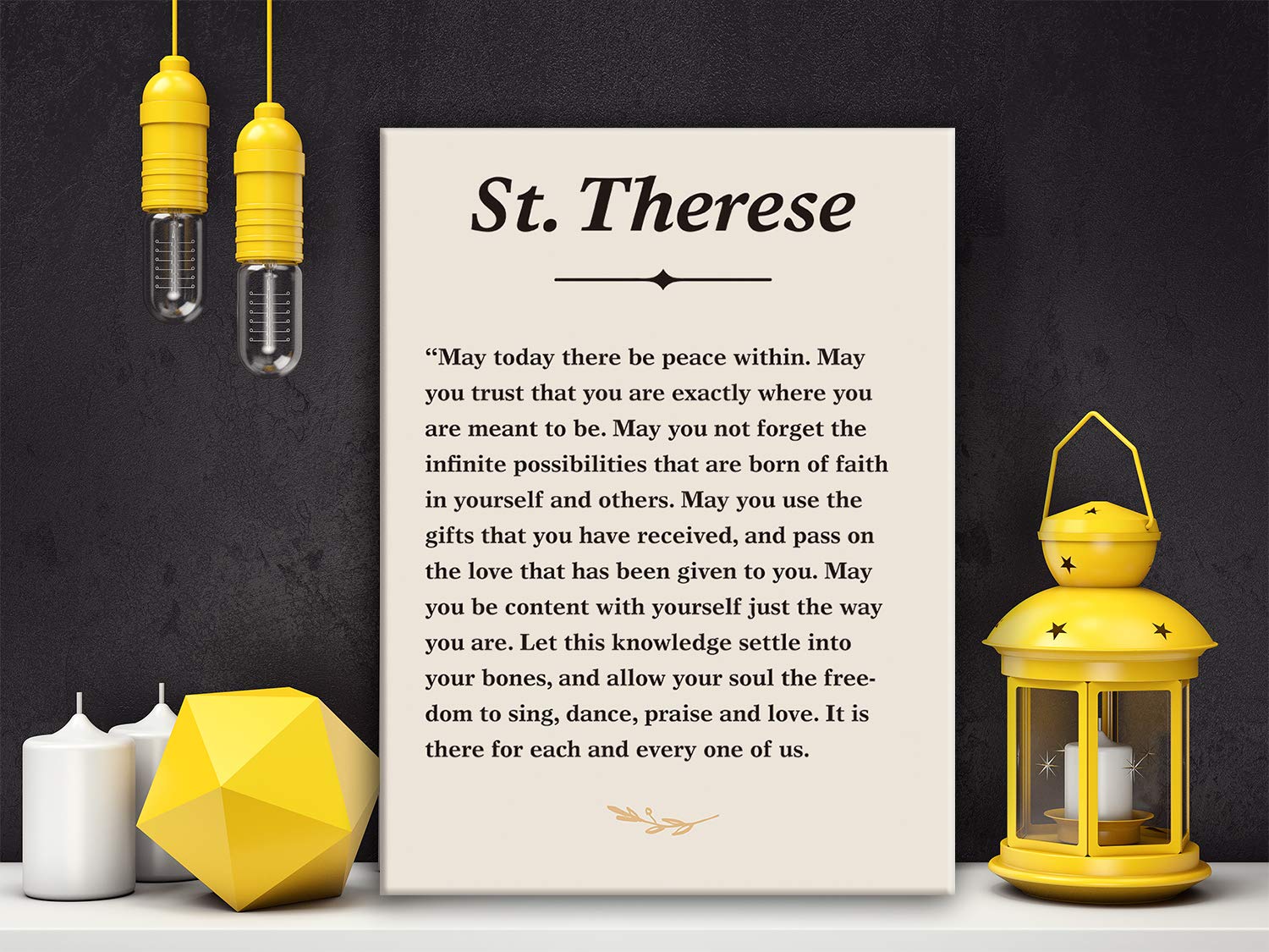 Hijie Inspirational St. Teresa Quote May Today There be Peace within Poster Canvas Art Painting Ready to Hang for Living Room/Bedroom Decor - Saint Teresa Quote Wall Art - 12x15 Inch 2