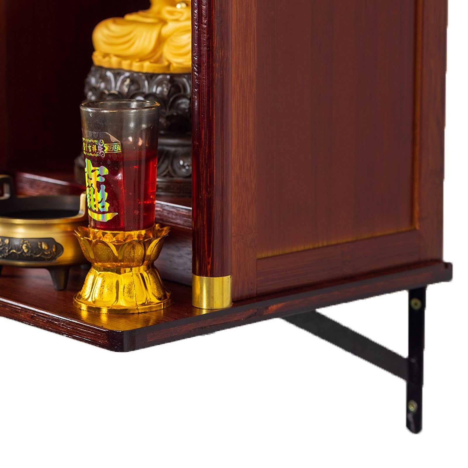 Estante De Altar Pared O De Sobremesa - Altar De Meditación Soporte Oración De Bambú Artesanal para Estatua Buda, Quemador Incienso Y Decoración Espiritual(35CM/13.77")