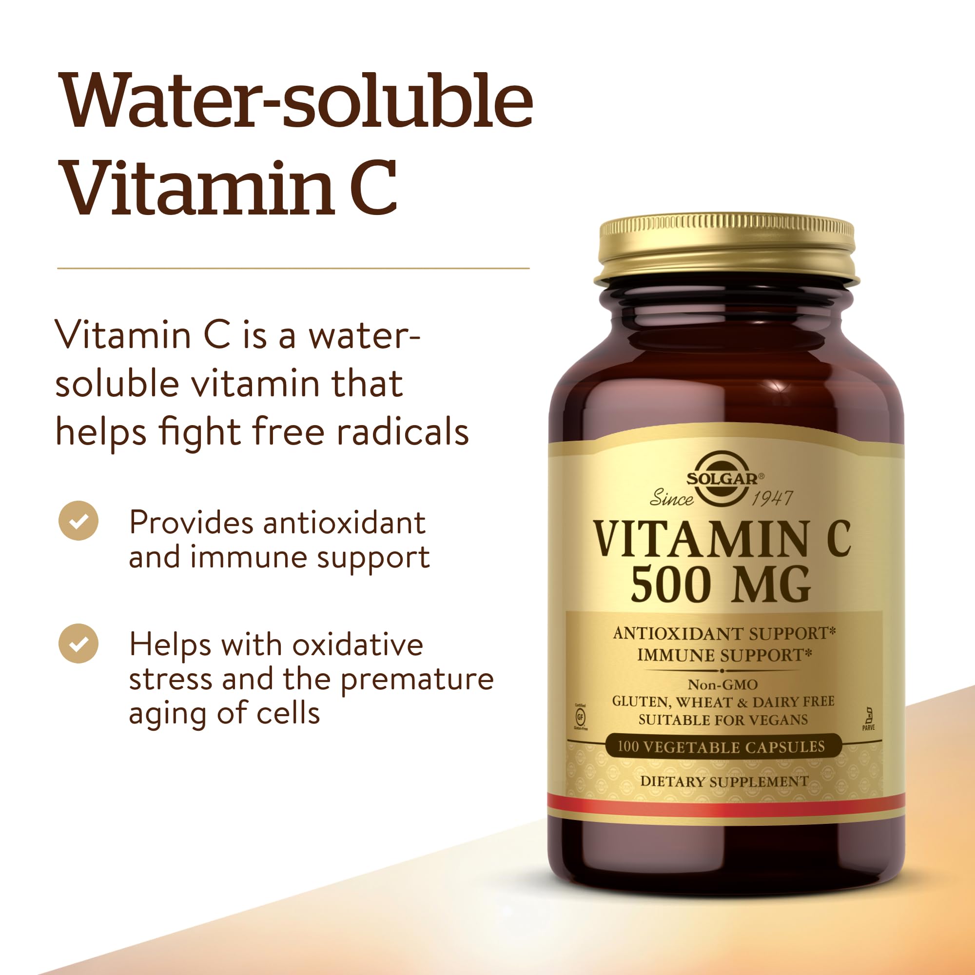 Solgar Vitamin C 500 mg, 100 Vegetable Capsules - Overall Health — Amazon image 3