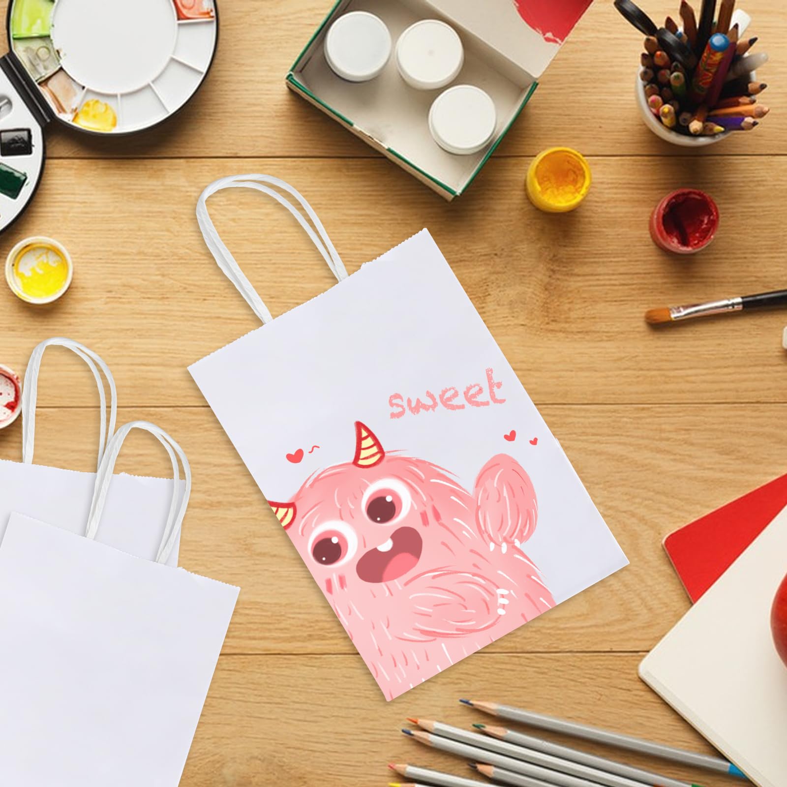 60 sacchetti regalo piccoli, 15 x 8 x 21 cm, piccoli sacchetti di carta kraft marrone con manico, mini sacchetti di carta kraft per Natale, compleanni, fai da te, Pasqua