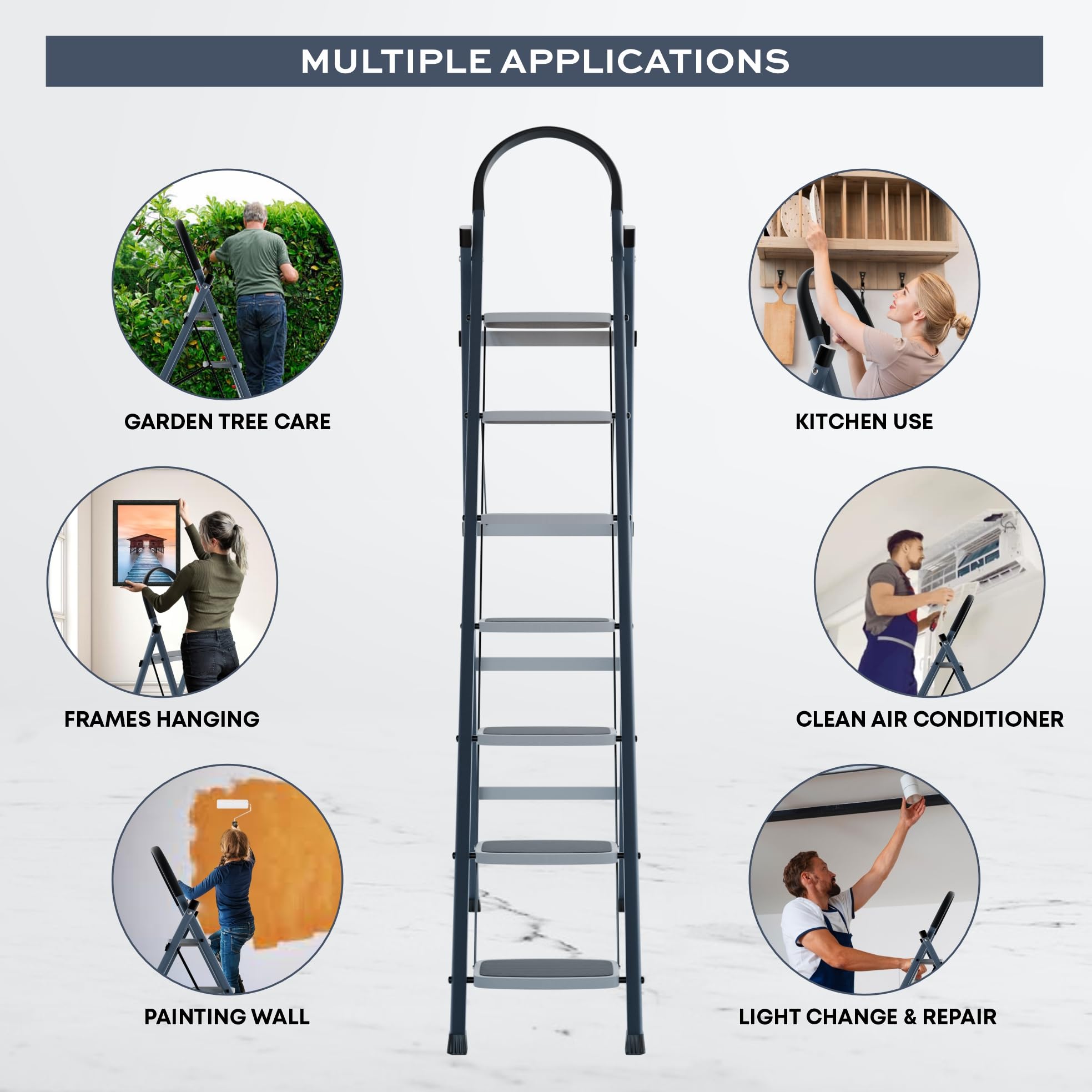 LAPO 7 Step Ladder - Heavy Duty Folding Steel -6 LAPO 7 Step Ladder - Heavy Duty Folding Steel -6