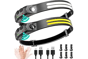 LED Headlamp Rechargeable 2PCS - 230° COB Super Bright Head Lights for...