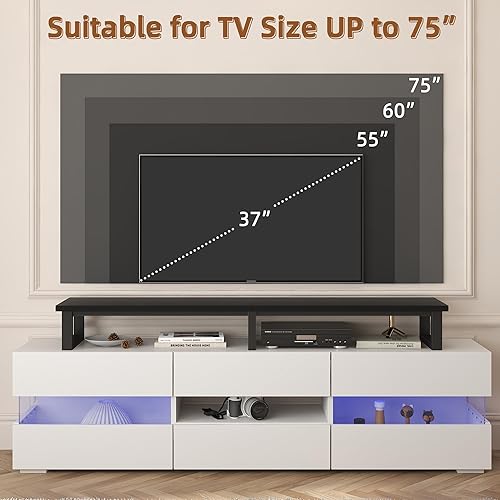Miniatura 3 de YAOHUOO Elevador de TV grande de 59 pulgadas para TV de 32 a 75 pulgadas, estante elevador de TV con patas de acero, soporte elevador de mesa para