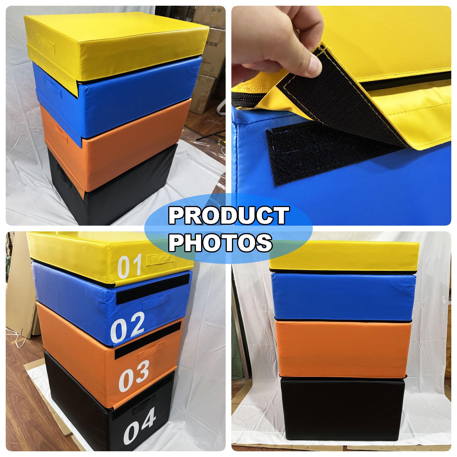 Plyo Box, 4-in-1-Schaumstoff-Sprungbox, Boxsprünge für das Heimfitnessstudio, Trainingsbox aus rutschfestem PVC-Leder zum Springen, Konditionstraining, Krafttraining(Size:18” | 45cm)