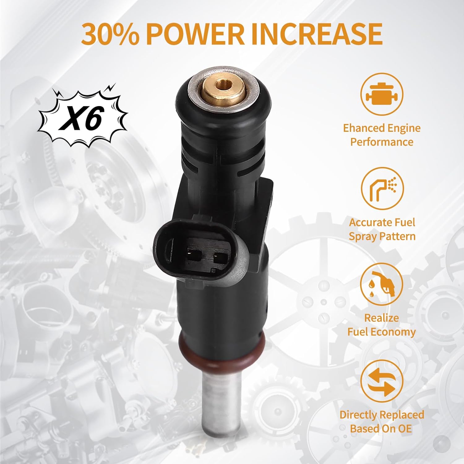 6PCS Fuel Injectors 8 Holes Compatible with Mercedes-Benz C300 C230 C350 E350 G550 GL450 GLK350 R350 S400 ML450 ML350 ML550 SLK280 SLK300 SLK350 Replace A2720780249, 2720780249