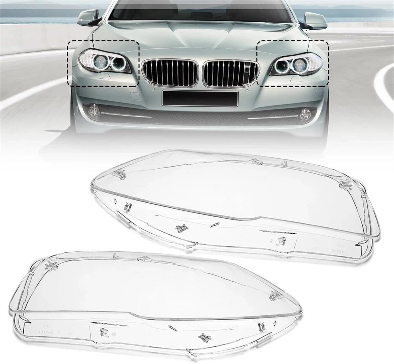 Faro Anteriore Copertura In Vetro Fari Custodia Trasparente Lente Per BMW Serie 5 F10 F18 520 523 525 535 530 2010 2011 2012 2013 2014 Copriobiettivo Faro Anteriore