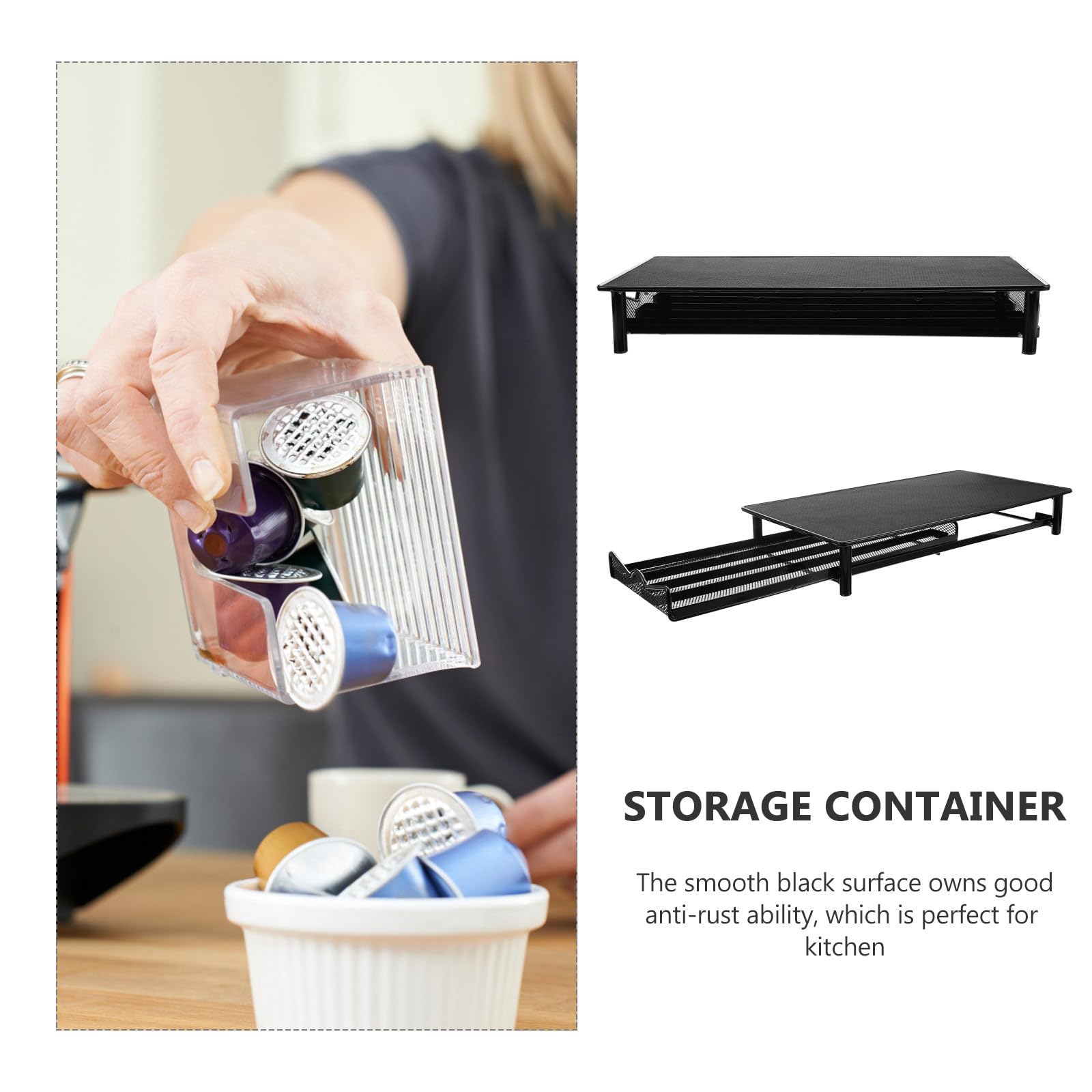 Caja de Almacenamiento de Cápsulas de Café Diseño Clásico Negro Capacidad para 40 Cápsulas de Metal y Fácil de Transportar para Cocina o Escritorio