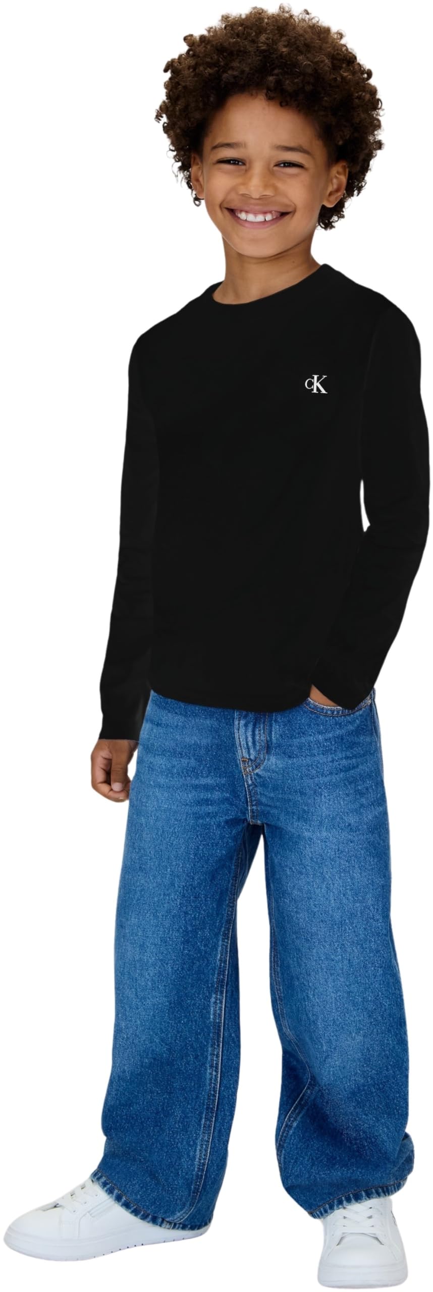 Calvin Klein 2p Chest Mono LS T-Shirt Ib0ib02255 Altri Top Bambini e Ragazzi (Pacco da 1)
