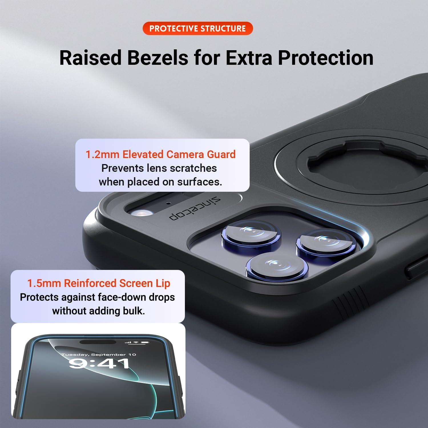 Phone Case Compatible with iPhone 14 Pro, Quick-Release Lock for Bike & Motorcycle Mount, Slim Shockproof Cover, Black