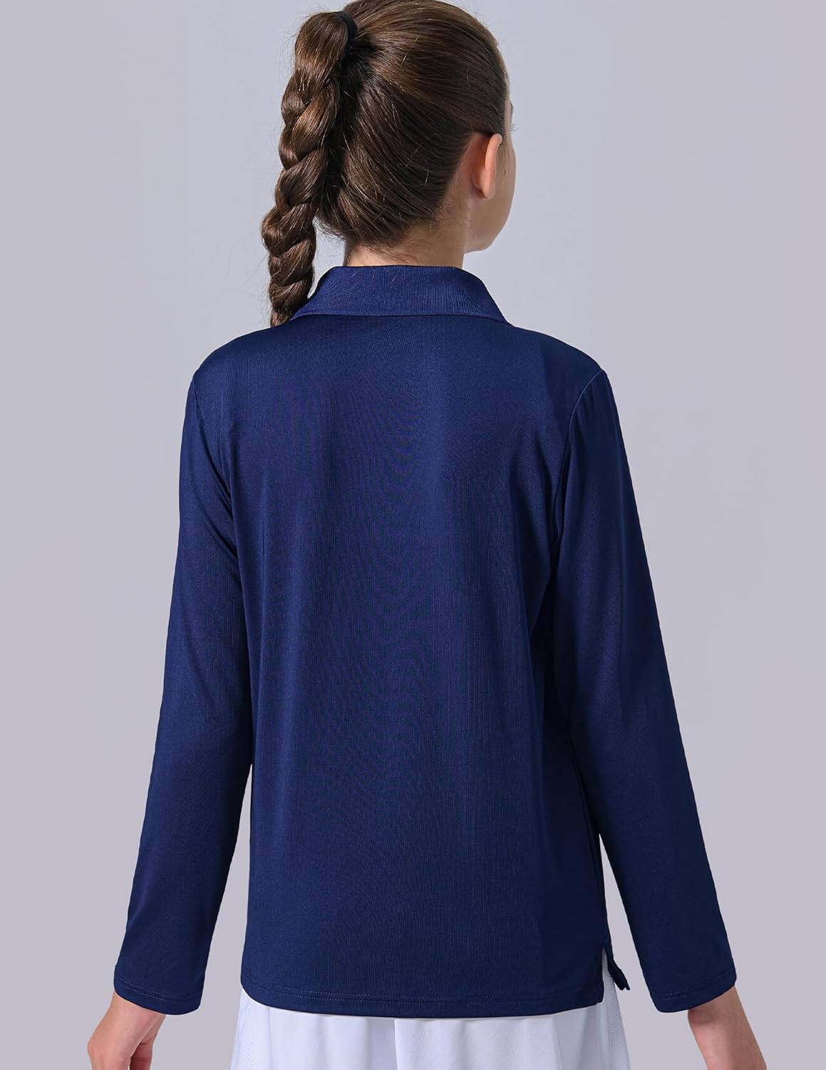 3 Pack Youth Girls' Performance Polo Shirts, Long Sleeve Pique Collared Kids School Uniform Tops - Image 7