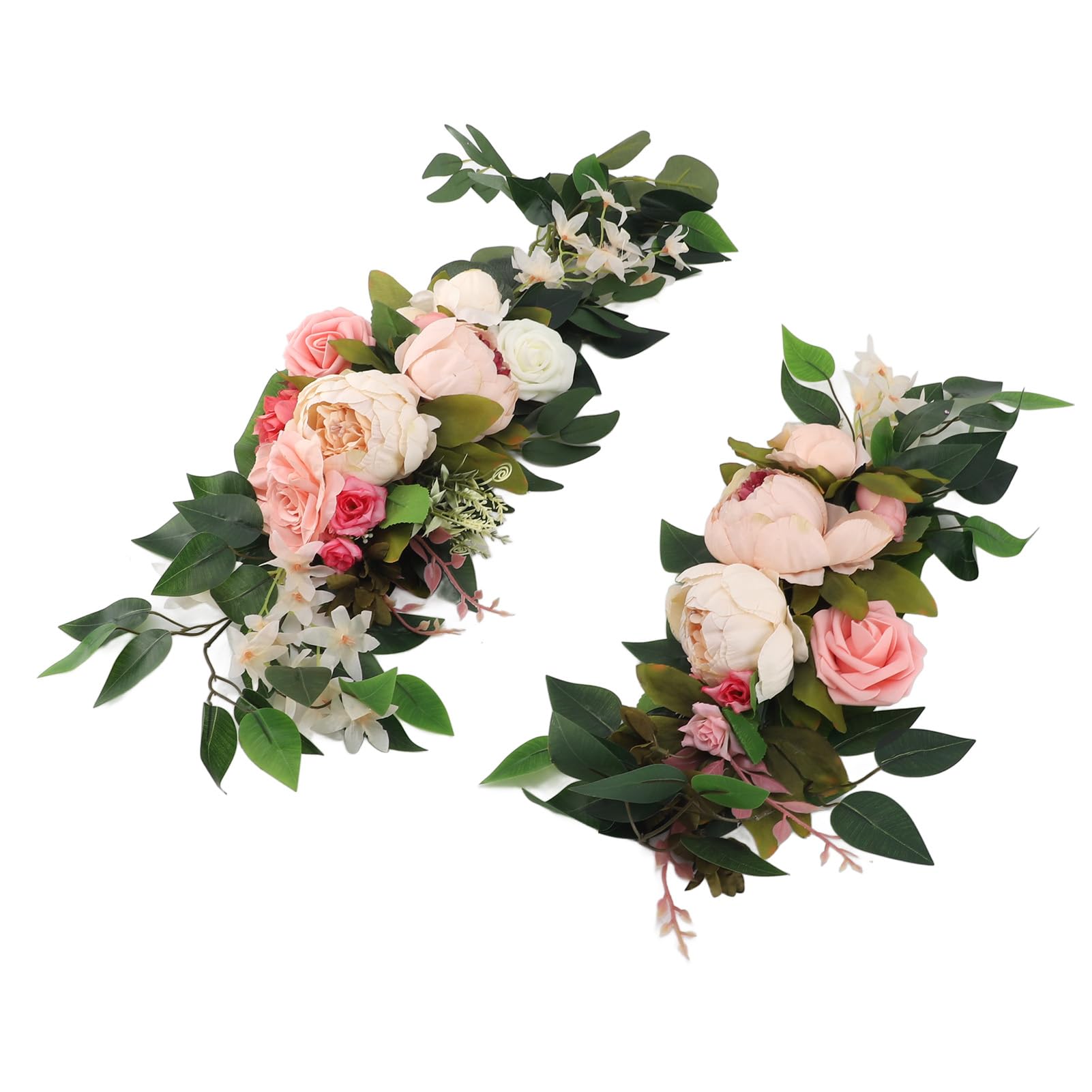 Jedwabne łuki ślubne z Kwiatami, 2 Sztuki (PINK)