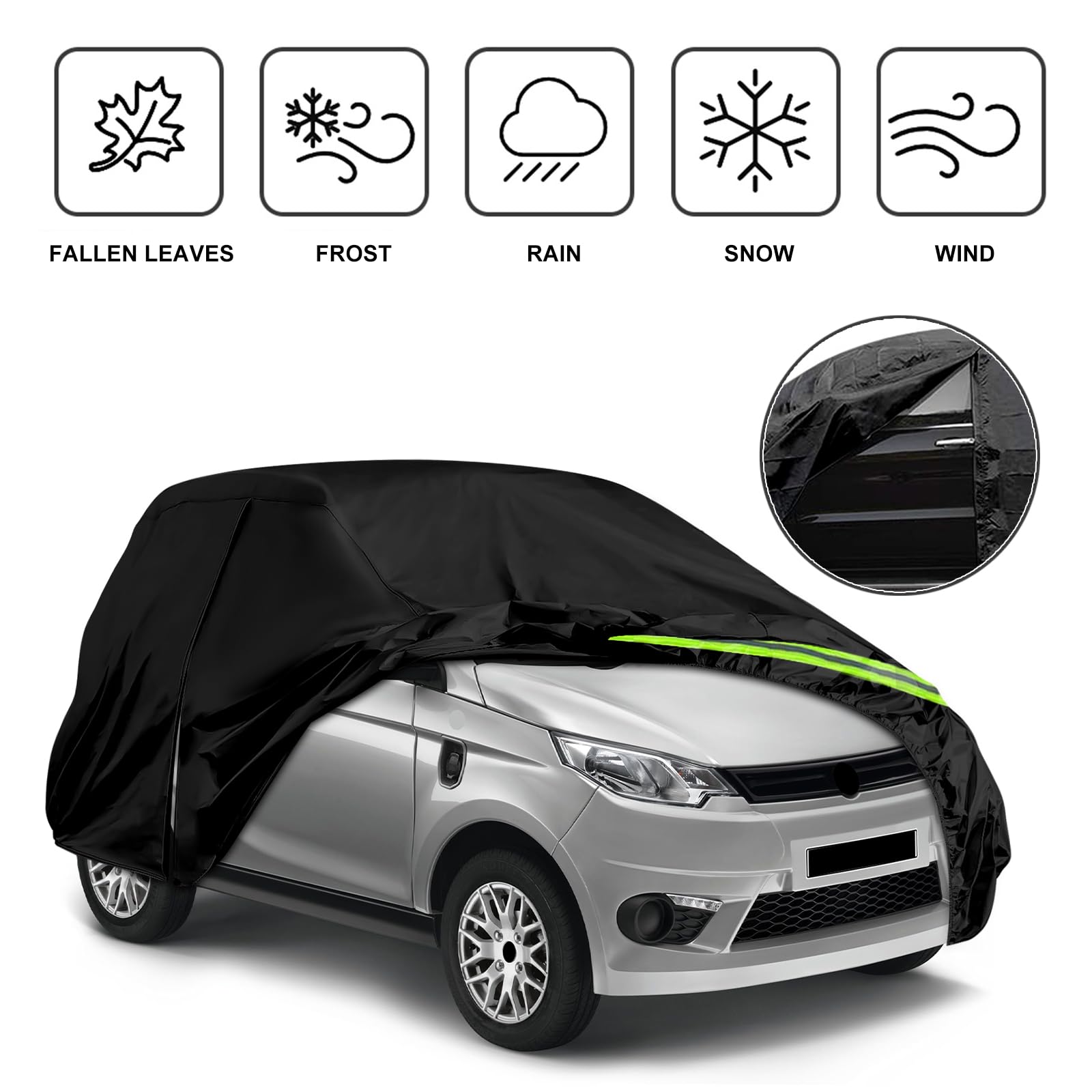 Cubierta del Automóvil Reemplazo para Aixam City/Coupe/MINAUTO/Crossover/Crossline 2007-2025, Lona del Automóvil Garaje Impermeable Garaje Tiras Reflectantes, Funda Coche Exterior Anti-UV