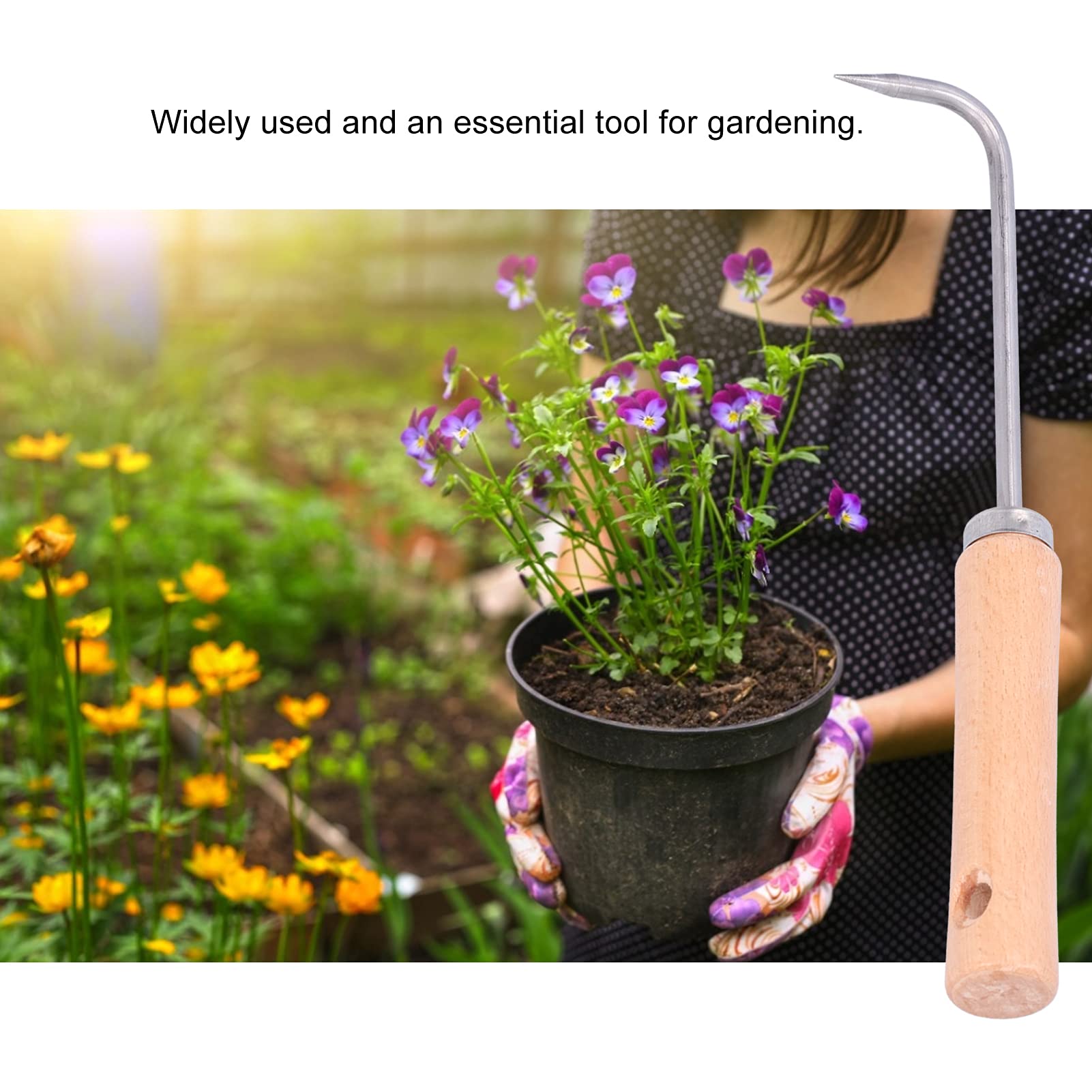 Gancio Per Radici Bonsai - Acciaio Manganese, Manico Legno, Attrezzo Giardinaggio