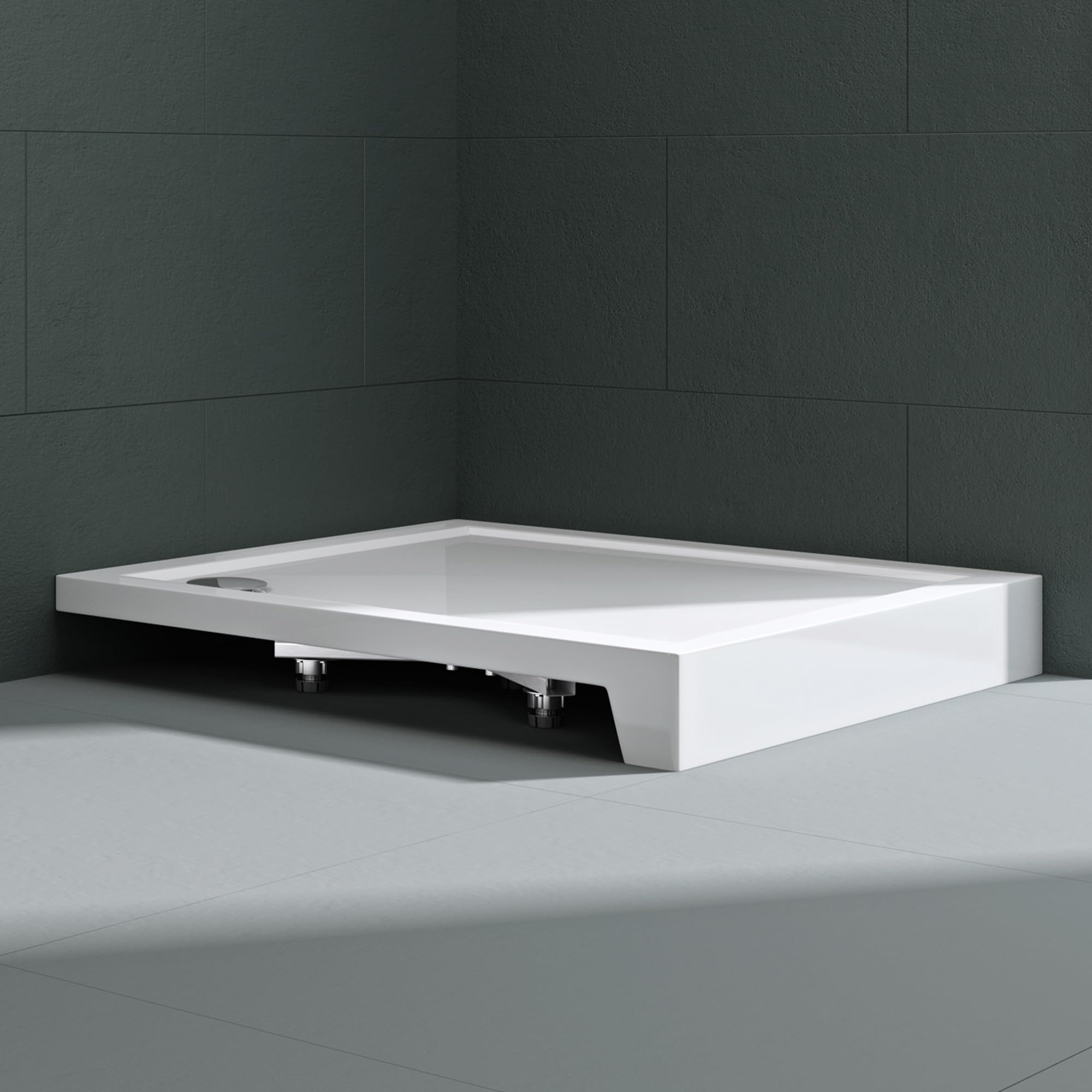 Mai & Mai Piatto Doccia con Piletta 80x80x14cm, Piletta di Scarico (AL01) | Piatto Doccia Quadrato Faro1H in Acrilico, Bianco