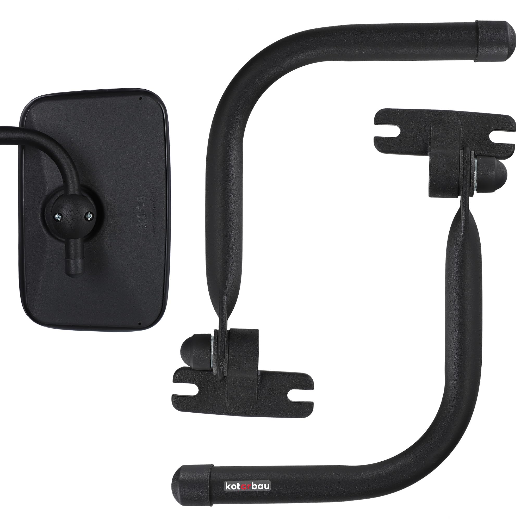 KOTARBAU® Trattore Specchietto con Staffa Universale Trattore Specchietto Esterno Unique Specchio Macchine Agricole, Nero , Set da 2, Braccio specchietto