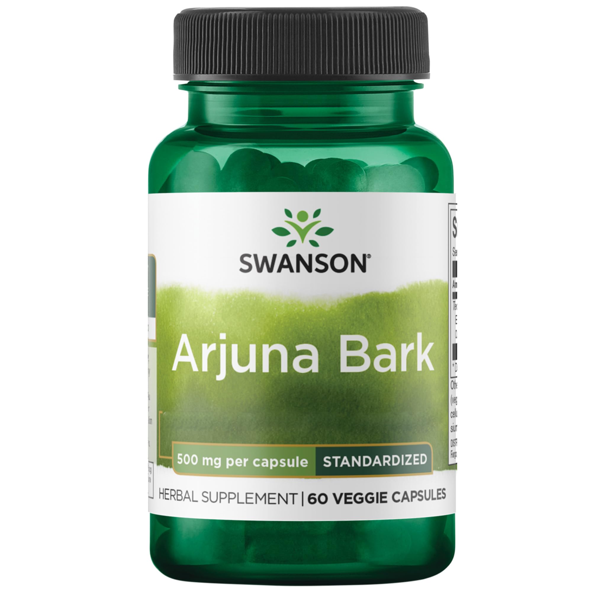 Swanson, Standarised Arjuna Bark, 60 vegetarische Kapseln, 500mg Arjuna-Rindenextrakt je Dosis, Glutenfrei, Sojafrei, GMO frei, Geschmacksneutral