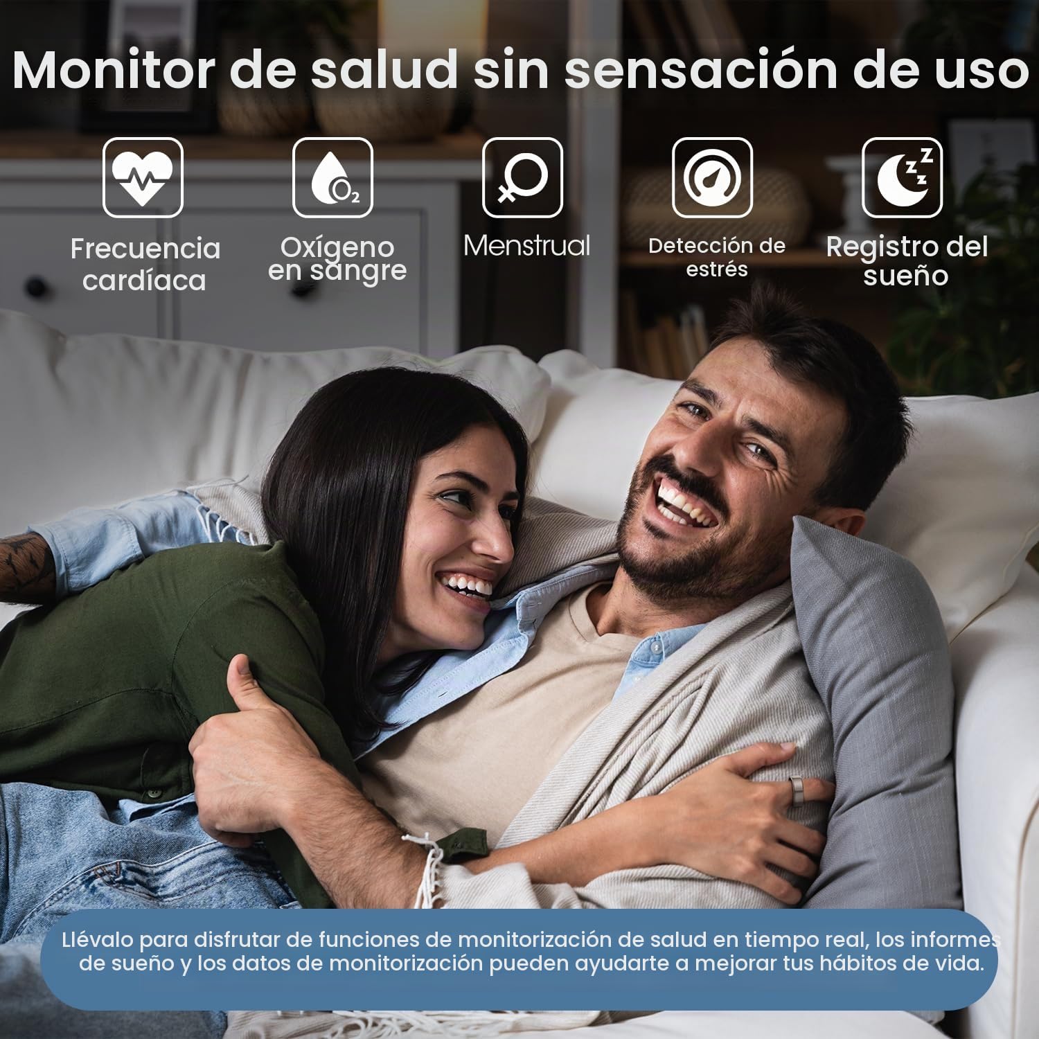 DEKELIFE Anillo Inteligente Hombre Mujer, Smart Ring Monitor de Sueño, Pulsometro, Rastreador/Monitores de Actividad, 100+ Modos Deportivos IP68 Impermeable Podómetro iOS Android, Tamaño 13, Plata