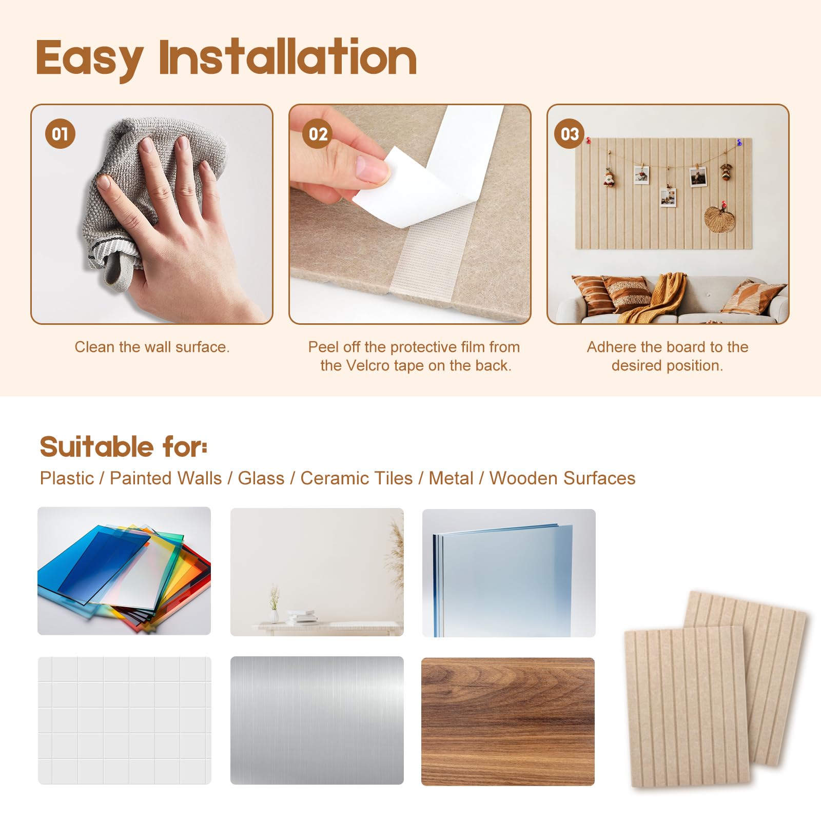 Bacheca Decorativa In Feltro, 60 X 40 Cm, Spessore 0,9 Cm