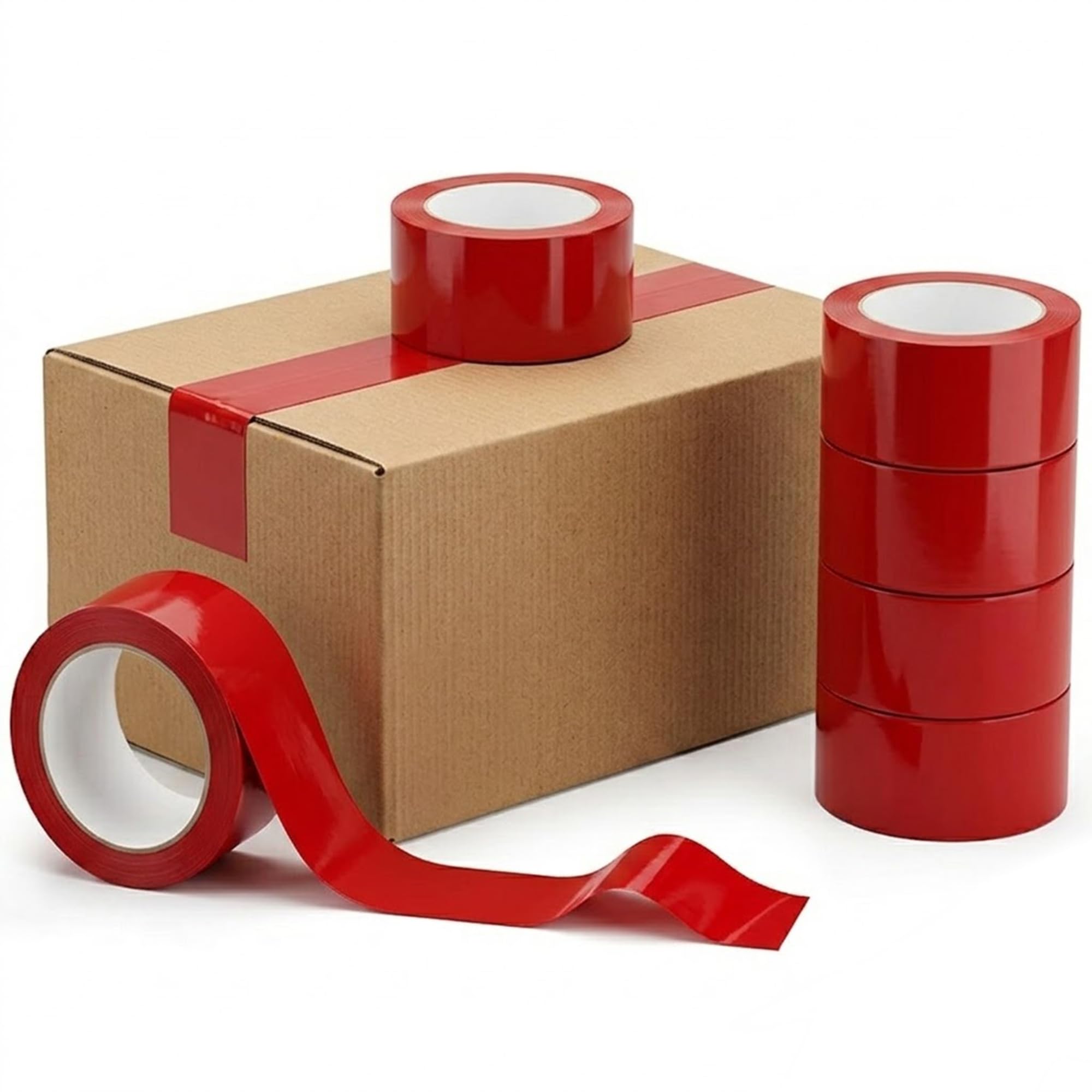 Venuscello® 12 x Parcel Packaging Tape Red Strong Adhesive Coloured Carton Sealing Tape 48mm x 66m for Packing Shipping Moving Storage Warehouse Office Use