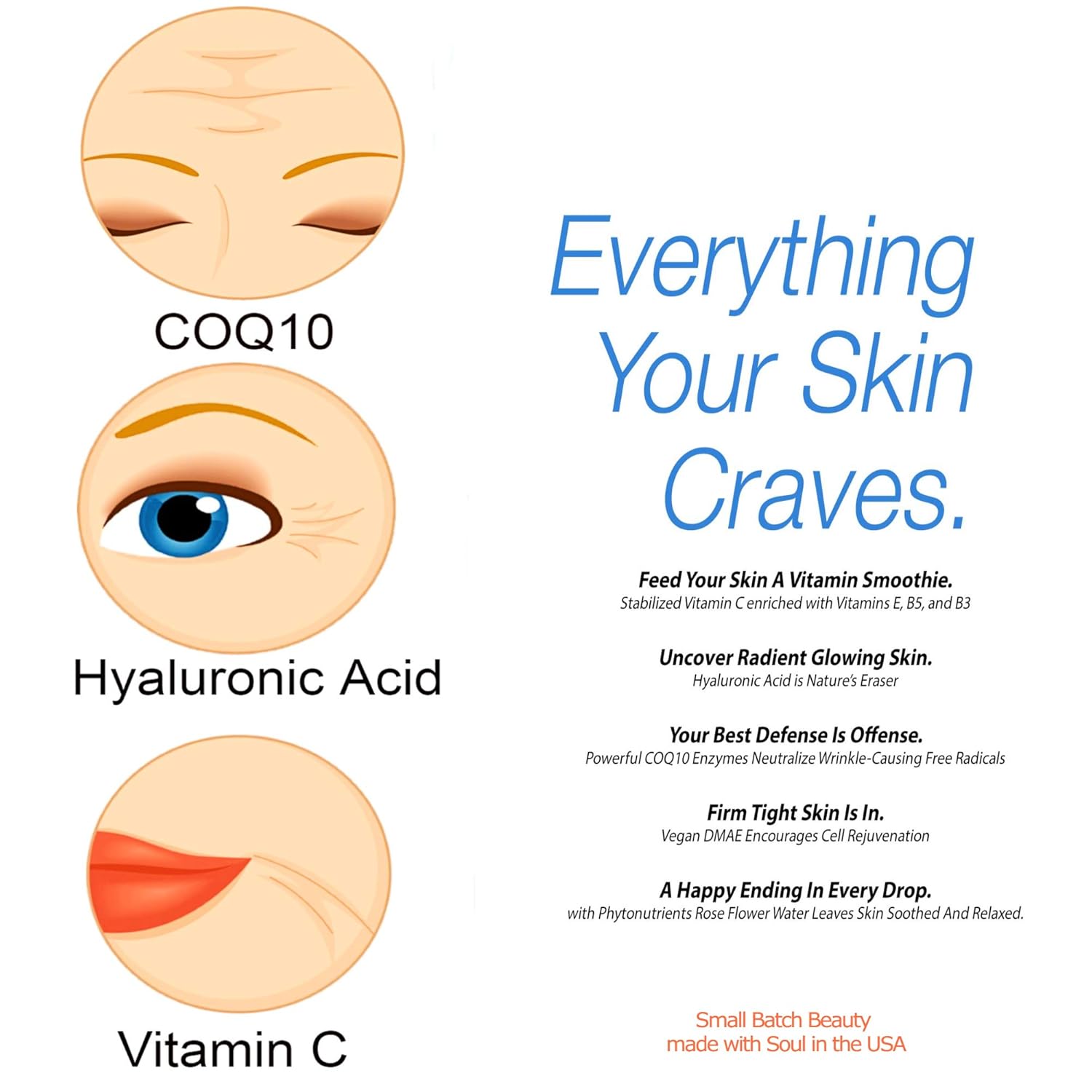 Time Erasing Vitamin C Serum For Face and Eyes |Dark Circle Super Serum Complete Complex Formula with Hyaluronic Acid| Vitamin E |CoQ10 |Vegan DMAE |2 oz