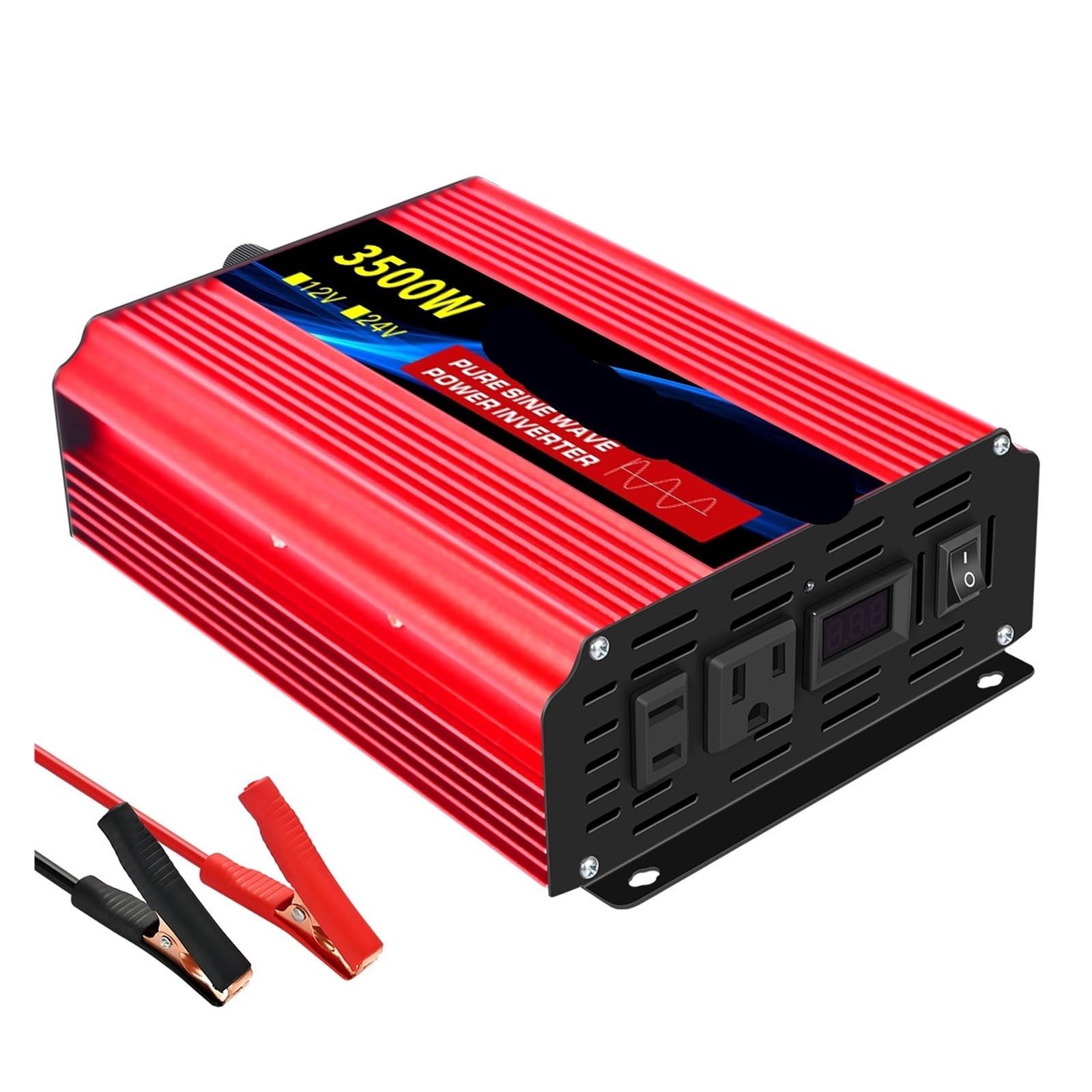 Inversor de Corriente, Inversor de Onda sinusoidal Pura de 12 V CC a 110 V CA, 60 Hz, for Coche, Voltaje de 1000 W a 10 000 W, portátil(Black)