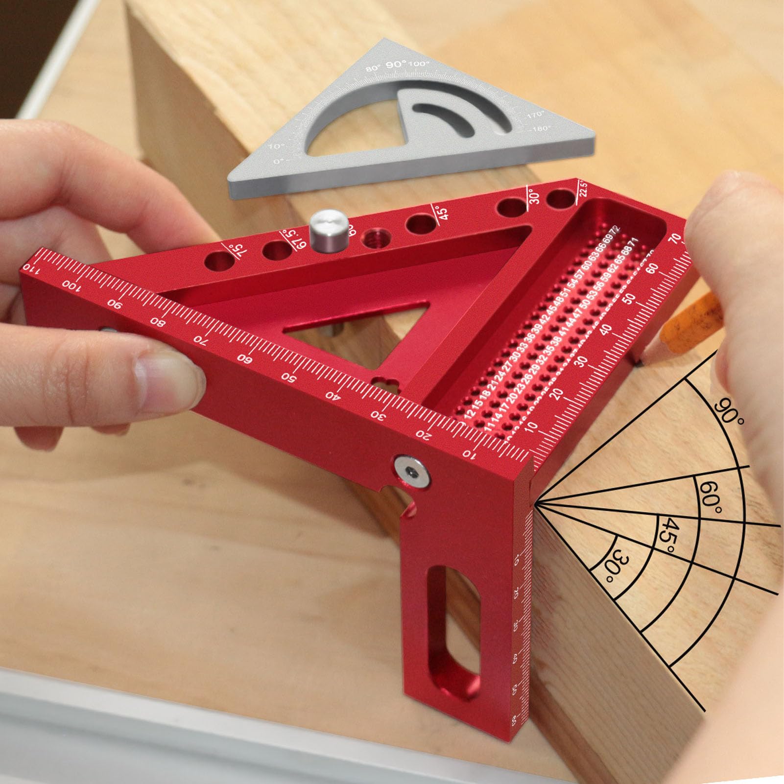 Righello di Misurazione Multiangolo 3D, Goniometro Regolabile in Lega di Alluminio per la Lavorazione del Legno, Strumento di Layout Preciso per Falegnami e Artigiani (#1)