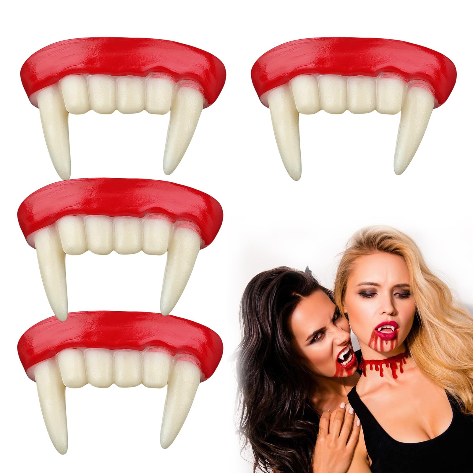 4 Pieces Vampire Teeth, Fake Fangs for Halloween Costume Cosplay Accessories