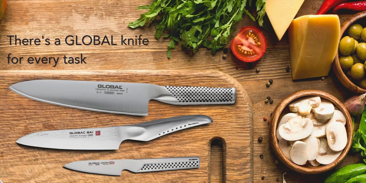 Global Ukon 2-Piece Knife Set/2, Featuring: 8 inch Chef, 3.5 inch Paring, Stainless Steel