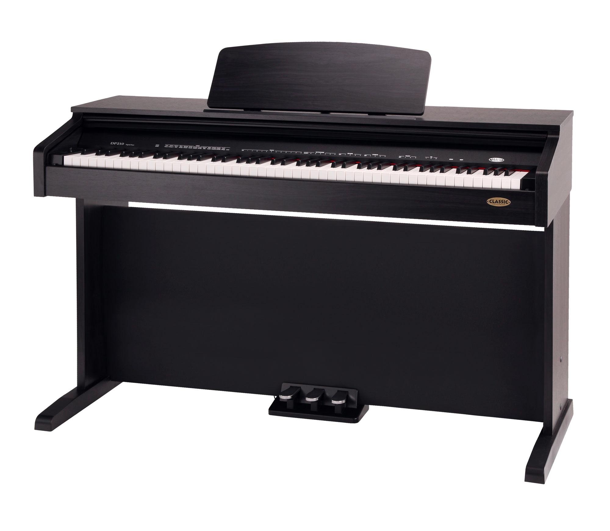 Classic Cantabile DP-210 RH E-Piano Bois de Rose, Polyphonie 64 voix | Clavier HA-88-S500 avec 88 touches à mécanique à marteaux, Soft, Medium, Hard, 1 morceau démo interne, 26 sons WMA, Chorus