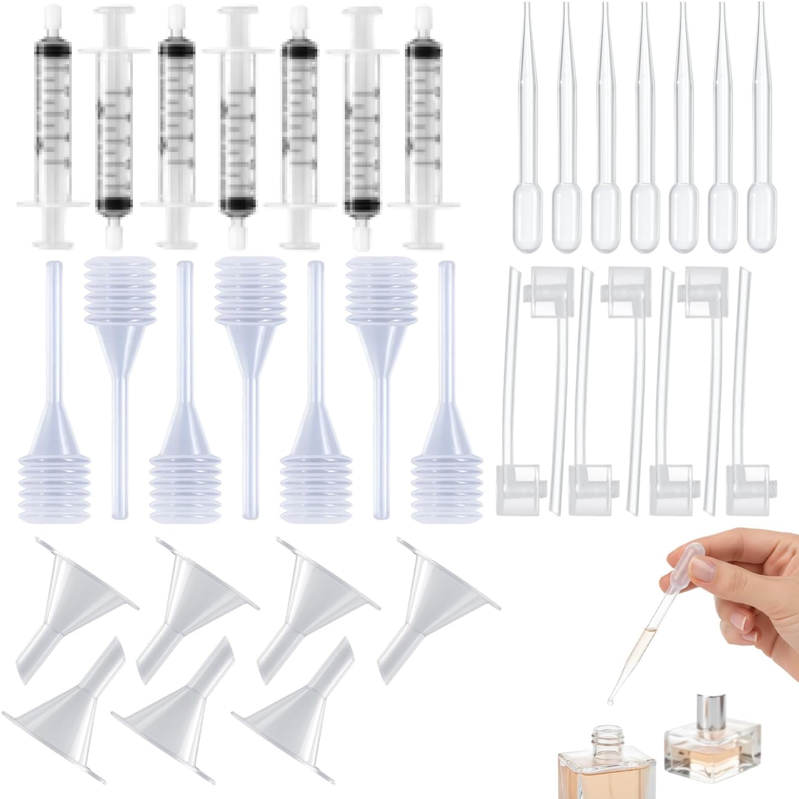 35-Piece 7sets Perfume Decanter Kit,Essential Tools Set with Droppers, Nozzles, Funnels for Fragrance Transfer, Sample Preparation