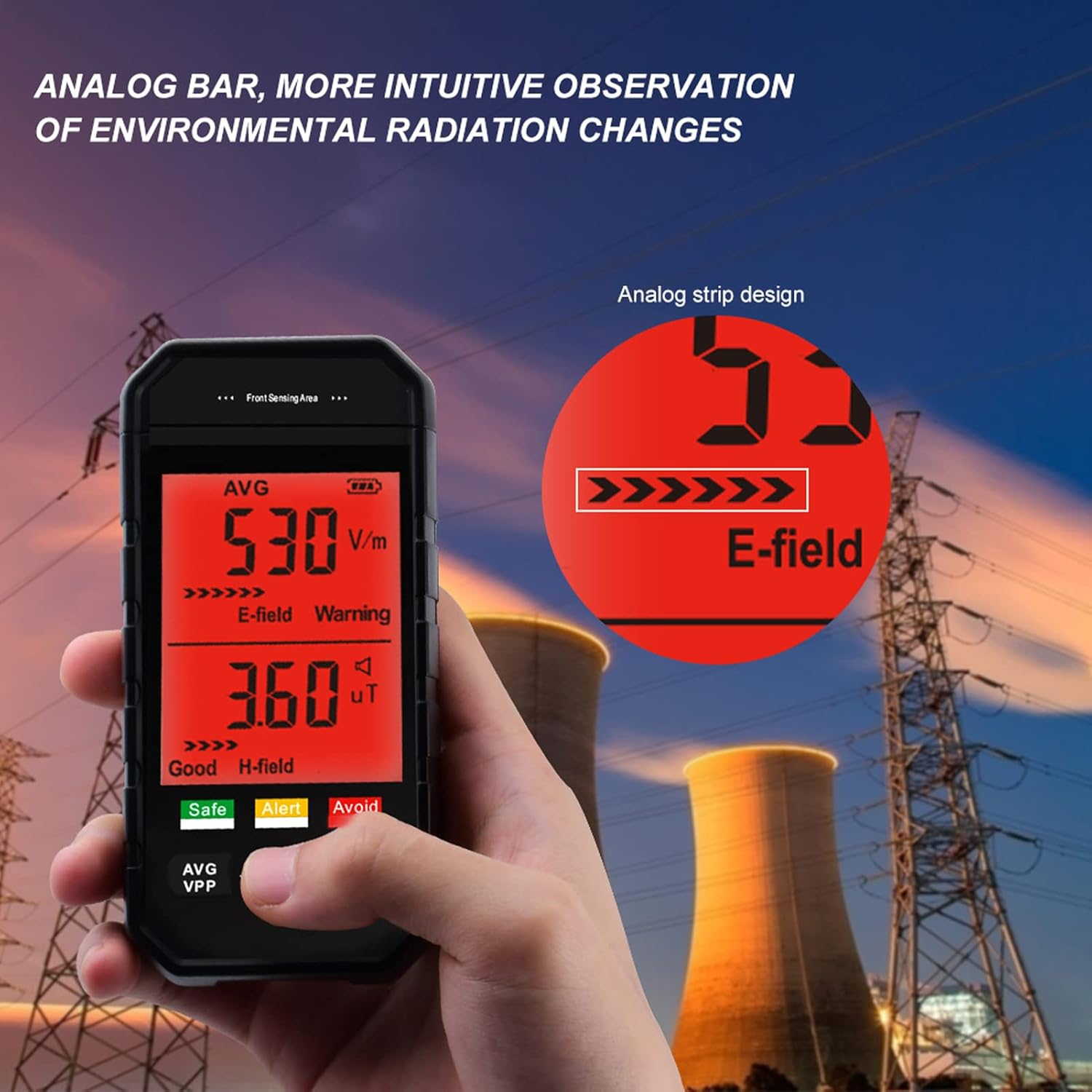 EMF Meter, Electromagnetic Field Radiation detector with Digital LCD Backlit Display Automatic Alarm, Handheld EMF Tester for Home Office EMF Inspections