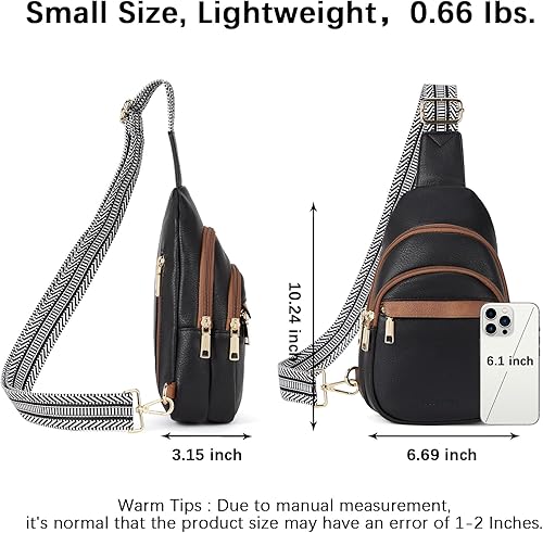 Miniatura 3 de BOSTANTEN Bolso bandolera pequeño para mujer, bolso cruzado de cuero, riñonera, bolsa de pecho para viajes